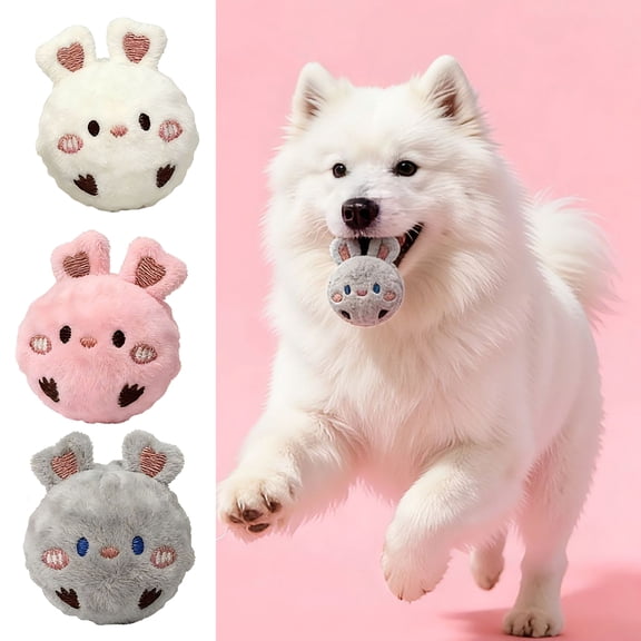 mdesiwst Plush Rabbit Dog Chew Toy Bite Resistant Cartoon Bunny Dog Teething Toy with Squeaker Boredom Stress Relief Toy Pet Supplies
