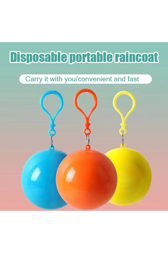 Portable Disposable Raincoat Ball Waterproof Emergency Rain Poncho in A Ball Traveling Outdoor Activities Camping Rainwear with Keychain