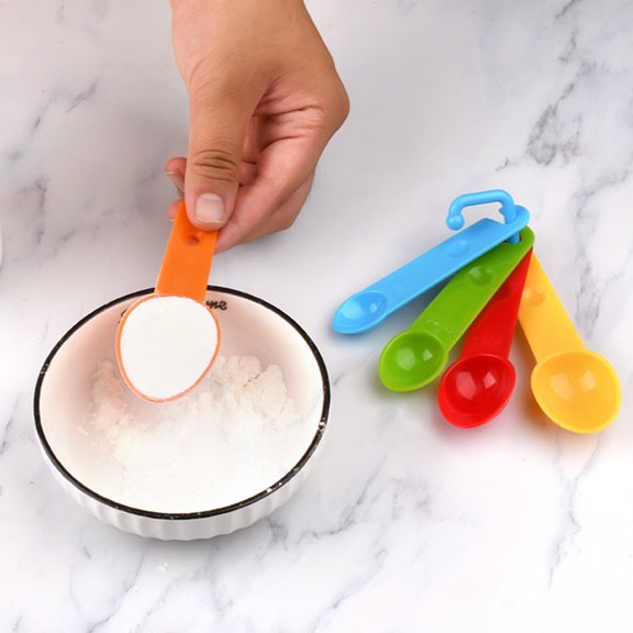 mdesiwst Rainbow Measuring Spoon Cup Set BPA-Free Plastic Baking Tool with Engraved Scales Stackable Dishwasher Safe Essential Kitchen Gadget for Flour Sugar Liquid