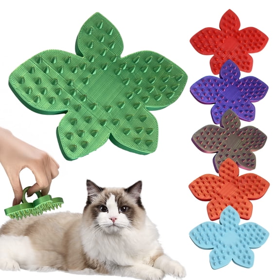 mdesiwst Scalp Massager Comb for Cats Dogs 3D Printed Flower Shaped Head Scratcher Scalp Massager for Stress Relief Pet Grooming