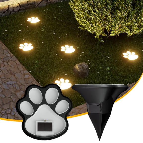 mdesiwst Solar Dog Paw Print Lawn Light, LED Garden Stake Light, Waterproof Outdoor Decorative Footpath Light for Yard Patio, Walkway Landscape Lighting
