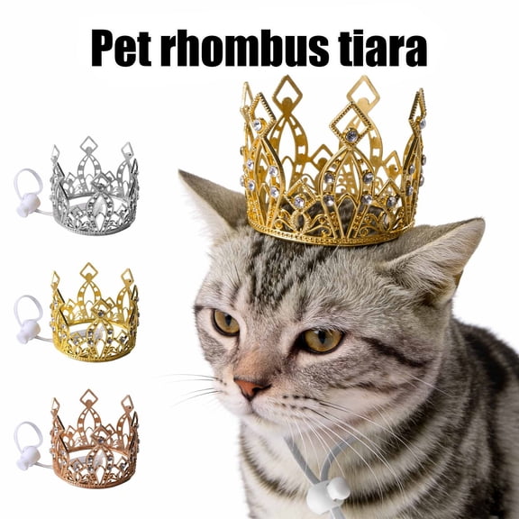 mdesiwst Sparkling Pet Crown Adjustable Cat Crown with Drawstring Rhinestone Tiara Crown for Cats And Small Dogs Cosplay Party Photo Prop