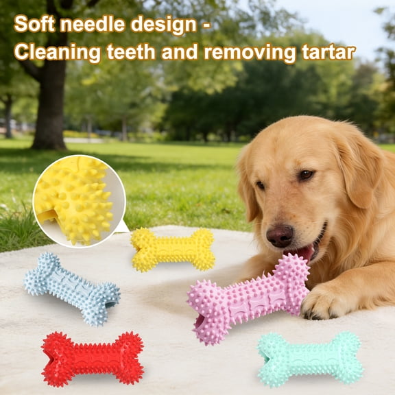 mdesiwst Spiky Bone Dog Chew Toy Puppy Teething Toy Textured Bone Teeth Cleaning Toy for Aggressive Chewers Anxiety Relief