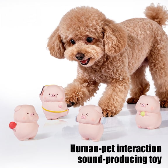 mdesiwst Squeaky Pig Dog Toy Interactive Safe Latex Dog Chew Toy Cute Sporty Piggy Puppy Teething Toy for Dogs Teeth Cleaning