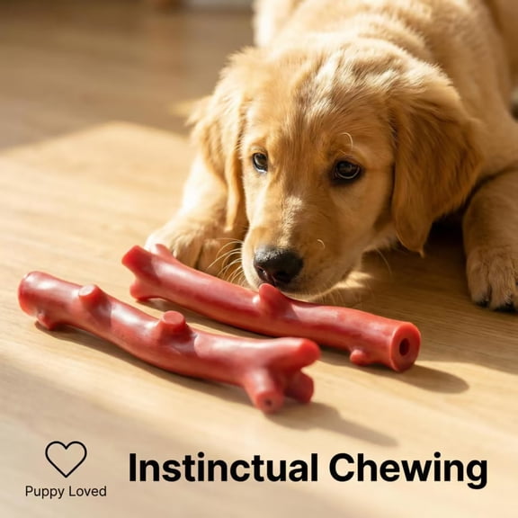 mdesiwst Squeaky Stick Dog Toy Durable TPR Chew Toy with Teeth-Cleaning Texture Realistic Branch Design Built-In Squeaker Dog Dental Care Toy for Medium Large Breeds