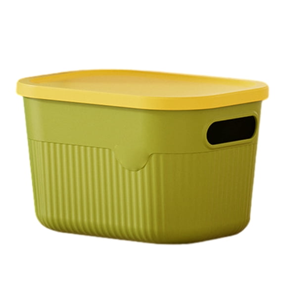 mdesiwst Storage Box with Handle And Lid Organizer Space Saving Stackable Container for Kitchen Bedroom Dormitory