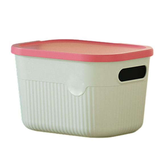 mdesiwst Storage Box with Handle And Lid Organizer Space Saving Stackable Container for Kitchen Bedroom Dormitory