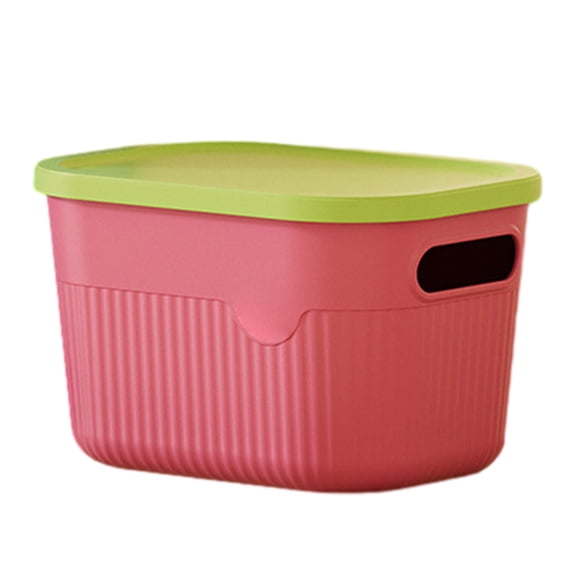 mdesiwst Storage Box with Handle And Lid Organizer Space Saving Stackable Container for Kitchen Bedroom Dormitory