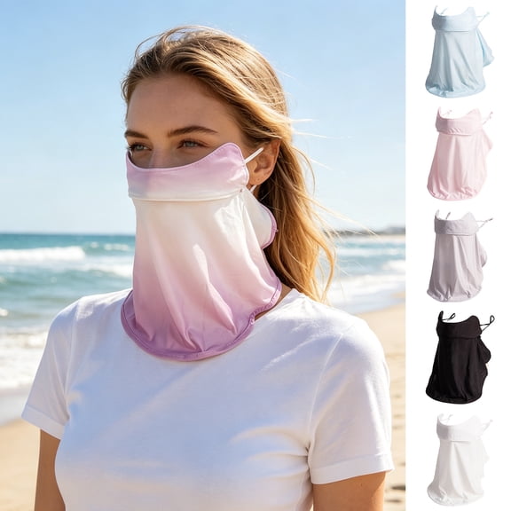 mdesiwst Sun Protection Guard Lightweight Breathable Sunblock Face Guard Gradient Dyeing Technology Ice Silk Face Guard