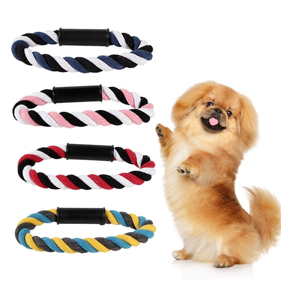 mdesiwst Teeth Cleaning Toy Vibrant Color Interactive Pulling Ring Cotton Rope Chew Toy Reduces Anxiety Dental Calculus Pet Toy