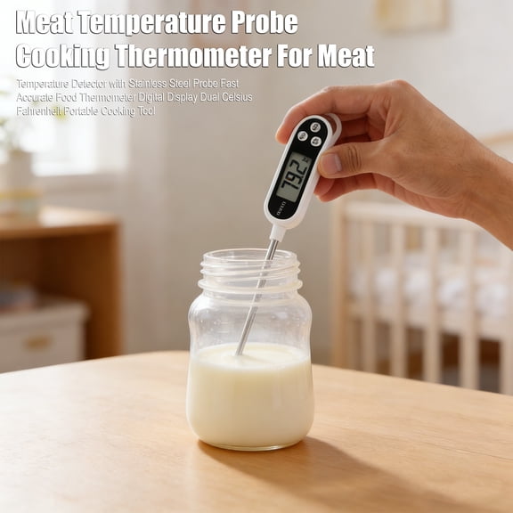 mdesiwst Temperature Detector 304 Stainless Steel Probe Fast Accurate Food Thermometer Digital Display Dual Celsius Fahrenheit Portable Cooking Tool