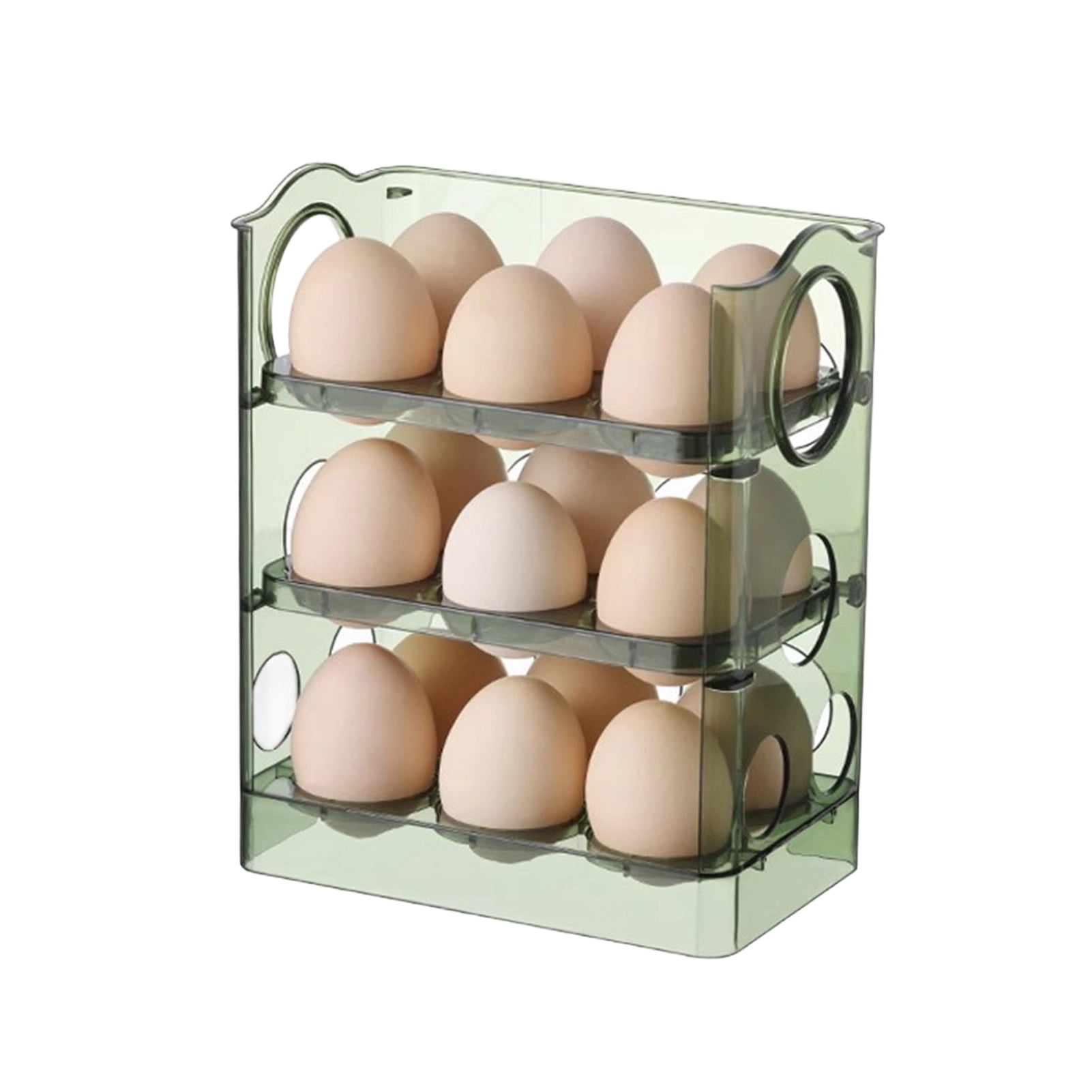 mdesiwst Three-Tier Egg Organizer for Fridge Egg Storage Box with Date Indicator Egg Rack Holds 30 Eggs or 18 Eggs for Refrigerator