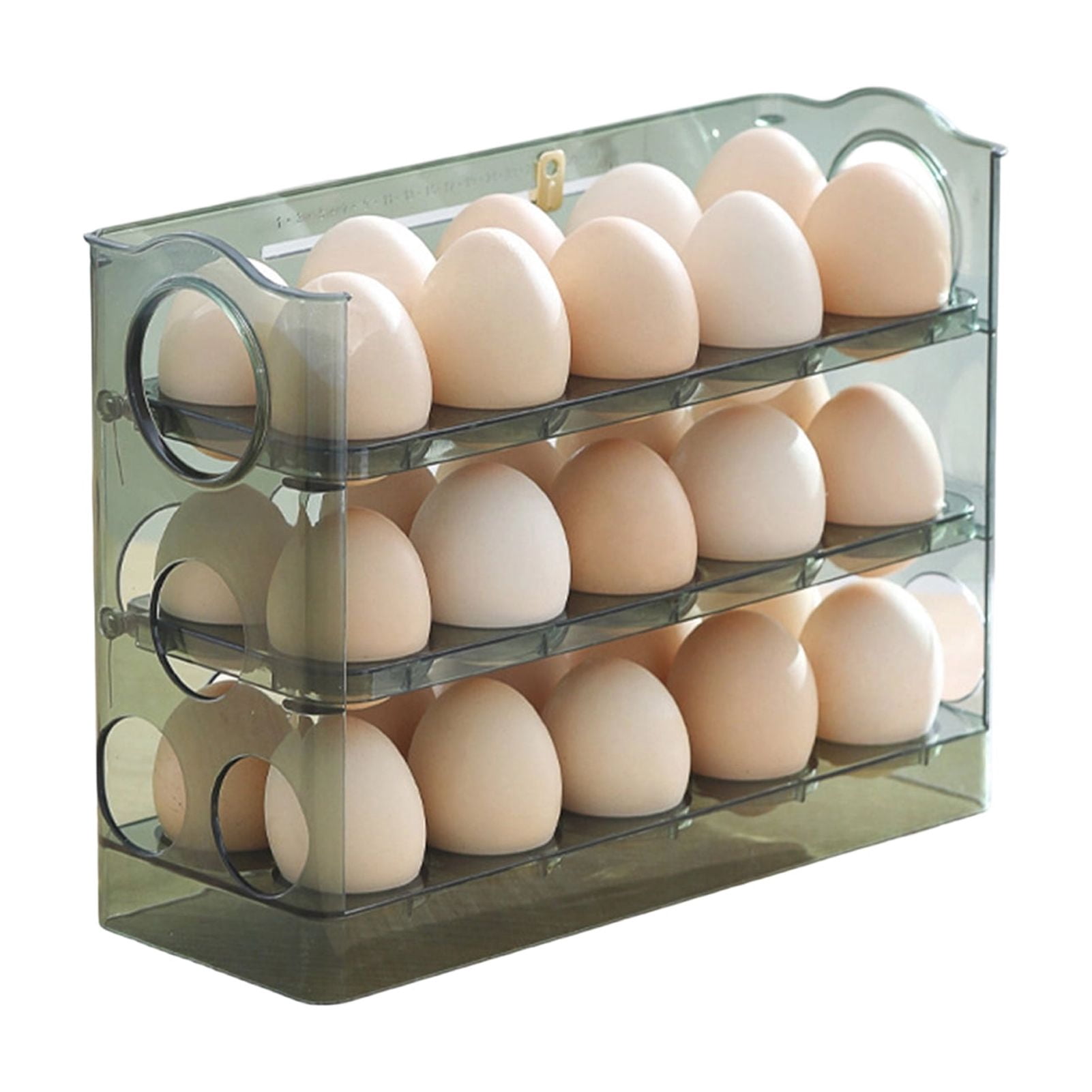 mdesiwst Three-Tier Egg Organizer for Fridge Egg Storage Box with Date Indicator Egg Rack Holds 30 Eggs or 18 Eggs for Refrigerator