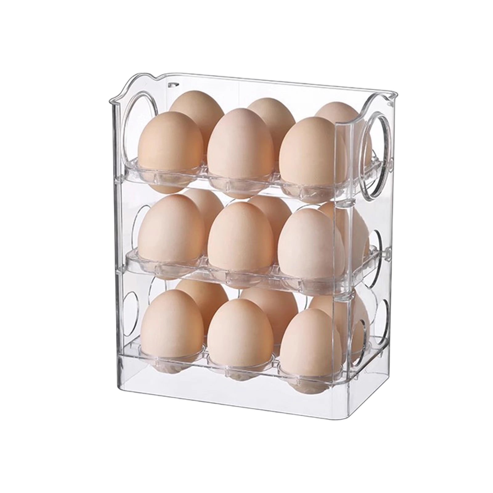 mdesiwst Three-Tier Egg Organizer for Fridge Egg Storage Box with Date Indicator Egg Rack Holds 30 Eggs or 18 Eggs for Refrigerator