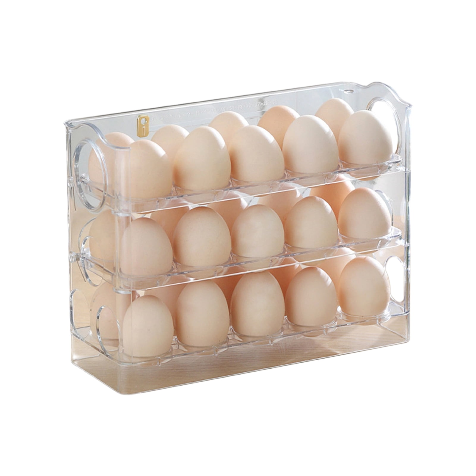 mdesiwst Three-Tier Egg Organizer for Fridge Egg Storage Box with Date Indicator Egg Rack Holds 30 Eggs or 18 Eggs for Refrigerator