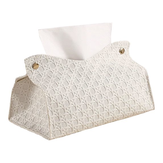 mdesiwst Tissue Box PU Leather Tissue Holder Smooth Dispensing Decorative Paper Towel Case Simple Style Organizer for Home Office Desktop