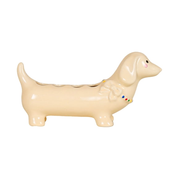 mdesiwst Toothbrush Holder Dachshund Shape Ceramic Multi-Slot Design Waterproof Bathroom Organizer Non-Slip Stable Base Manual Toothbrush Rack