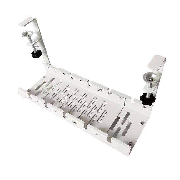 mdesiwst Under Desk Cable Organizer Large Capacity Cable Storage Rack Clip-On Installation Retractable Carbon Steel Cable Management Tray