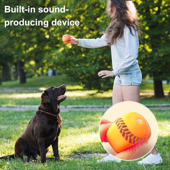 mdesiwst Vinyl Baseball Dog Chew Toy Bite Resistant Squeaky Ball Pet Interactive Toy Small Medium Large Dogs Teething Cleaning Toy