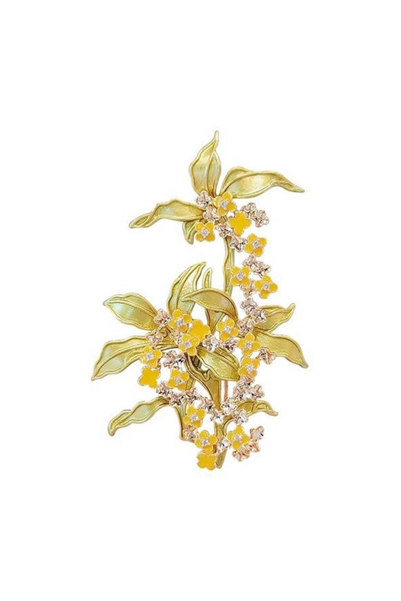 Women Brooch Osmanthus Shape Retro Style Pin Suits Coats Sweaters Decorative Badge Commuting Dating Accessory