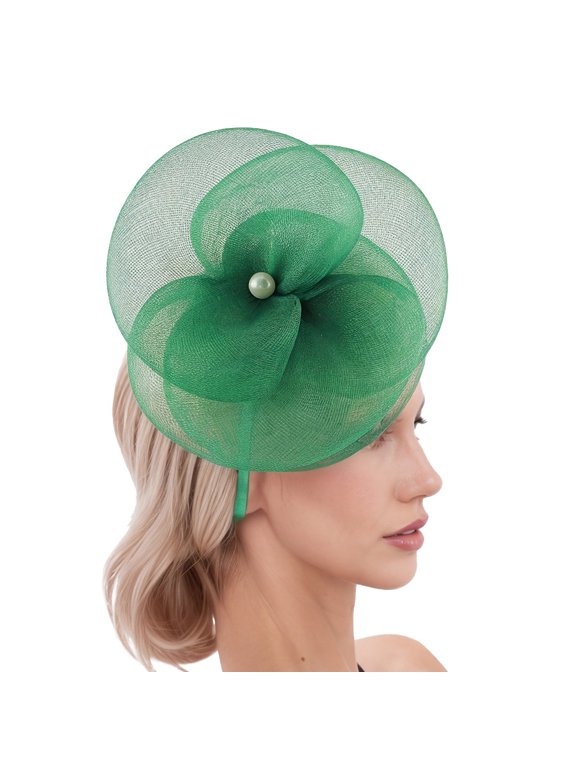 Women Fascinators Hat Headband Base Design Stable Non-Slip Lightweight Mesh Flower Shape Headgear Tea Party Hat Accessories