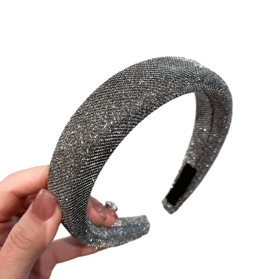 mdesiwst Women Headband Sparkling Rhinestones Sponge Thickened Filling Non-Slip Design Hair Hoop Flexible Fit Hair Accessory