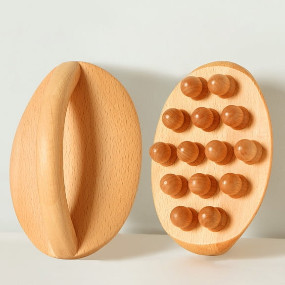 mdesiwst Wooden Massage Tools with Handle 14 Beads Wooden Massage Roller for Body Shaping Lymphatic Drainage Cellulite Reduction Gua Sha Massager for Muscle Relaxation