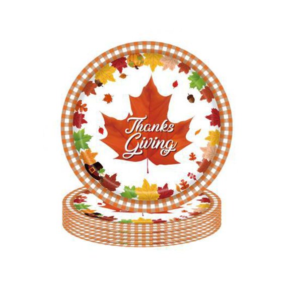 mdgfge Thanksgiving Disposable Paper Plates Autumn AFN1Maple Leaf Print Dessert Plates for Fall Harvest Birthday Wedding Thanksgiving Party Dinner Tableware Decorations Favors Supplies (24 Pcs)