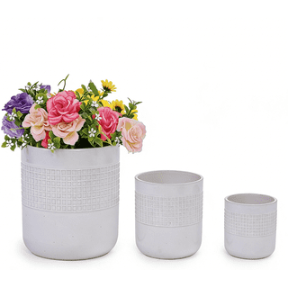 Mdj Pottery Set of 3 Modern Matte White Ceramic Planters, 5‑7‑9 inch with Drainage Holes for Indoor Plants, Garden and Windowsill