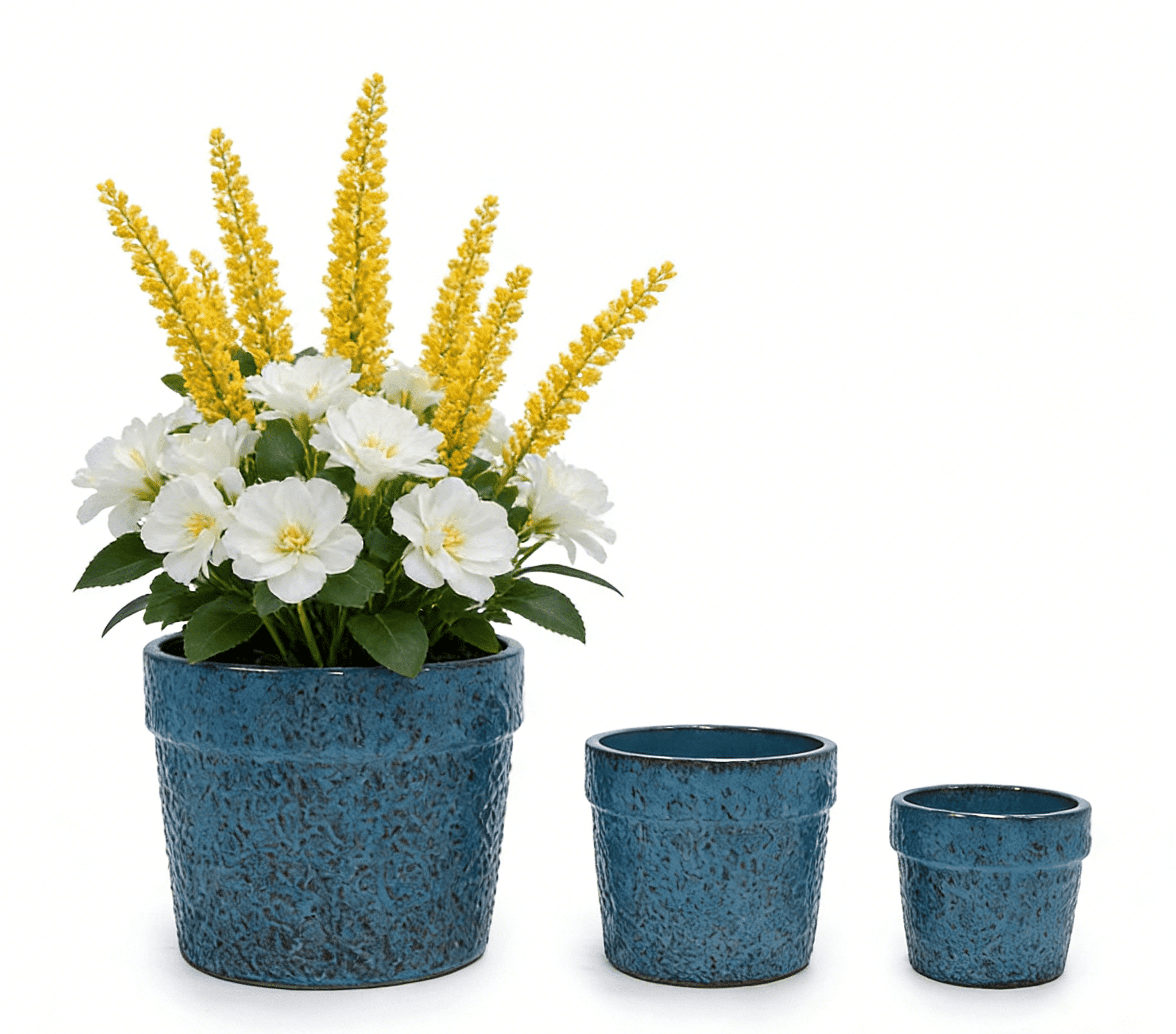 mdj pottery Ceramic Plant Pots Set of 3, Drainage Hole Design Planters ...