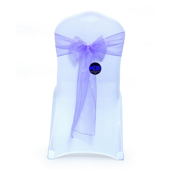mds Pack of 100 Organza Chair Sash Bow Sashes for Wedding Decoration -Lavander