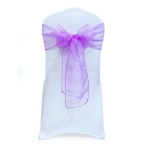 mds Pack of 100 Organza Chair Sash Bow Sashes for Wedding Decoration -Light Purple