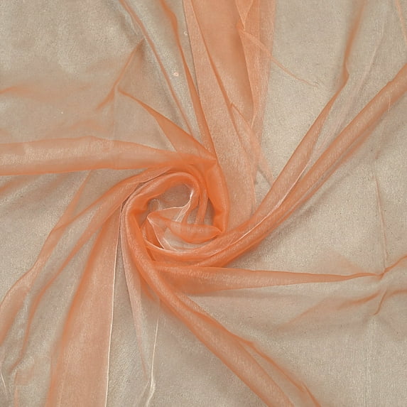 mds Pack of 100 Yard Bridal Solid Sheer Organza Fabric Bolt for Wedding Dress,Fashion, Crafts, Decorations Silky Shiny Organza 44”- Peach