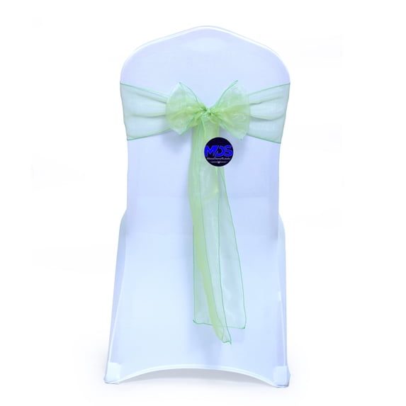 mds Pack of 125 Organza Chair Sash Bow Sashes for Wedding Decoration -Apple Green