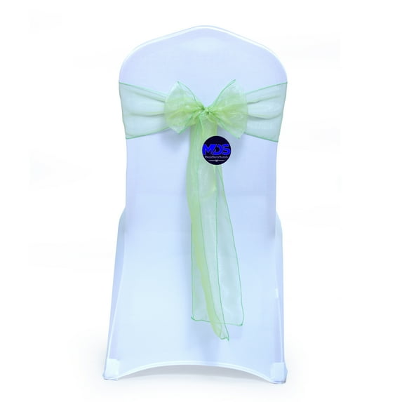 mds Pack of 200 Organza Chair Sash Bow Sashes for Wedding Decoration -Apple Green