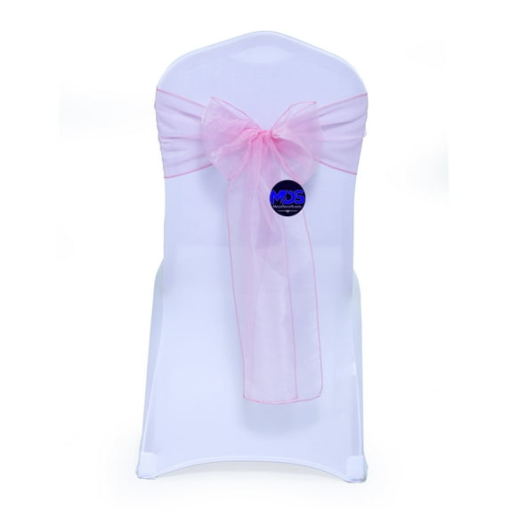 mds Pack of 200 Organza Chair Sash Bow Sashes for Wedding Decoration -Blush Pink