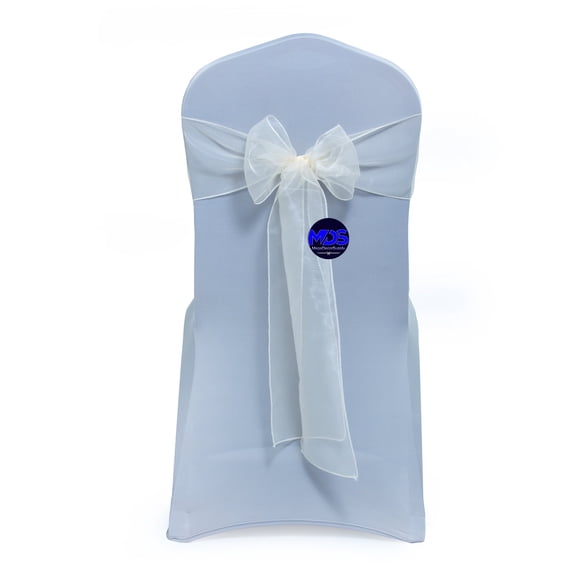 mds Pack of 25 Organza Chair Sash Bow Sashes for Wedding Decoration -Ivory