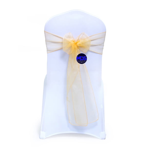 mds Pack of 50 Organza Chair Sash Bow Sashes for Wedding Decoration -Gold