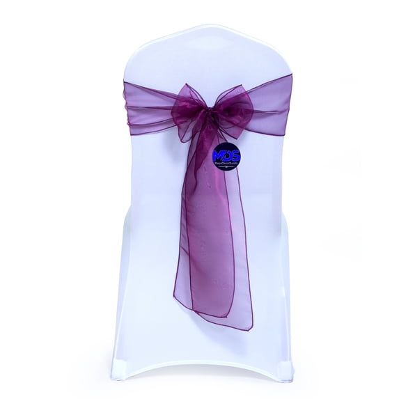 mds Pack of 50 Organza Chair Sash Bow Sashes for Wedding Decoration -Wine
