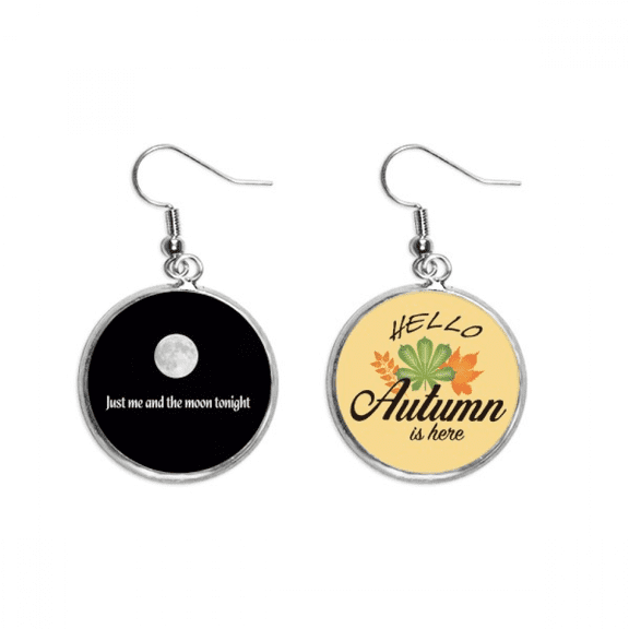 me and moon photo art art deco fashion earring dangle autumn earring jewelry