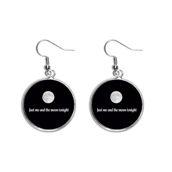 me and moon photo art ear dangle silver drop ear jewelry woman