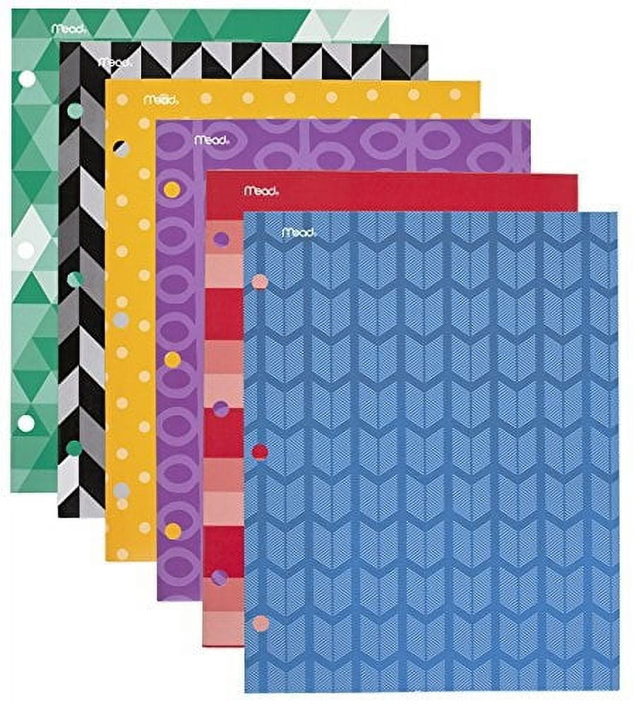 mead commodity fashion 2pocket folder, design will vary, 6 pack