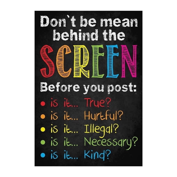 Don't be mean PC Poster Computer Science Classroom Poster, Stem Technology Education Chart, Keyboard Coding Computer Lab Wall Art For Kids Class, Digital Keyboarding Posters