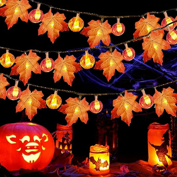 meanswhat Fall Garland Indoor/Outdoor 10 ft Battery Powered LED Light Ropes & Strings