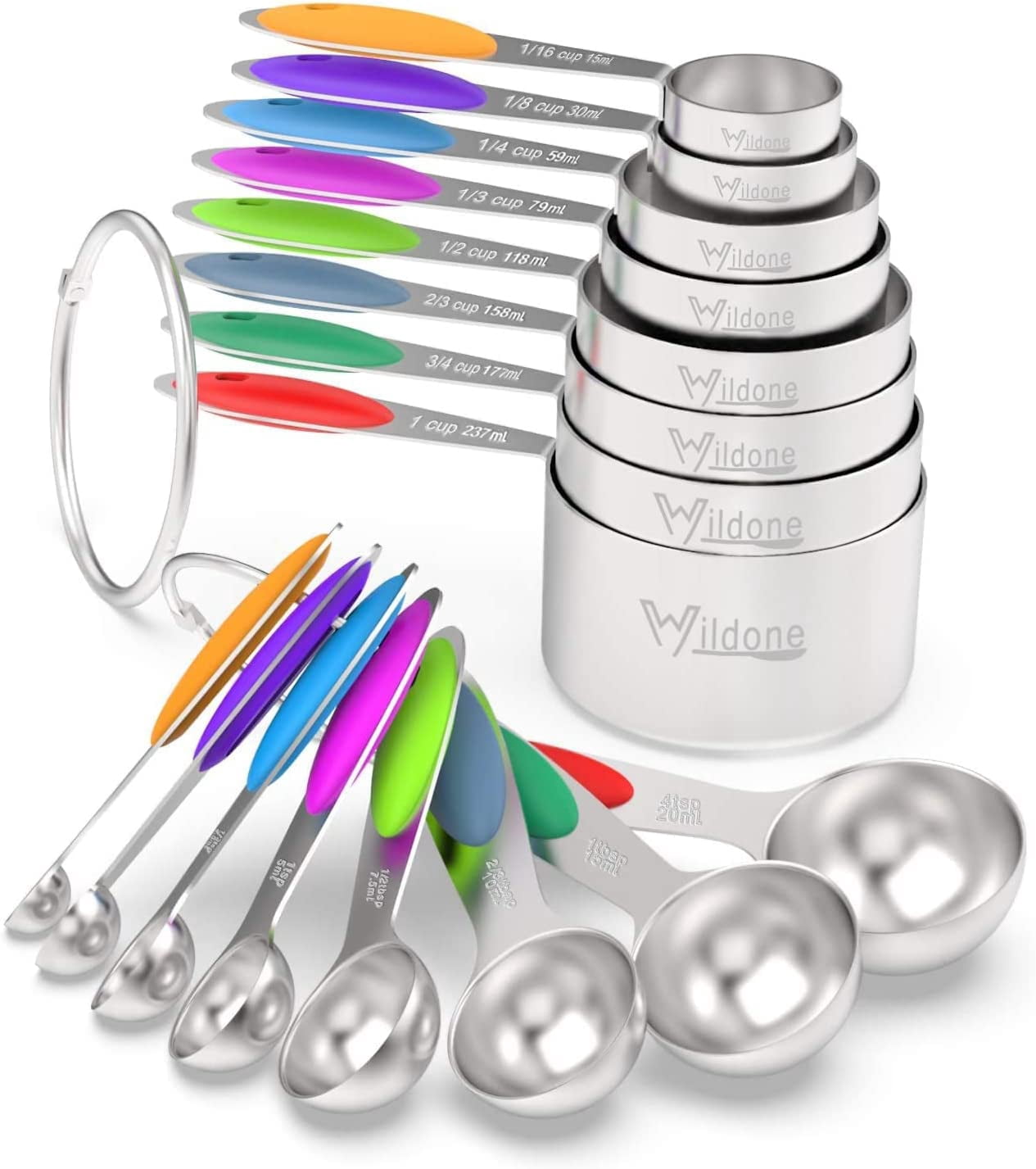 Measuring Cups & Spoons Set of 16, Premium Stainless Steel Measuring ...