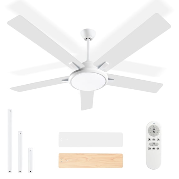 meconardinc 52" Modern Ceiling Fans with Lights and Remote, LED Dimmable - N/A White