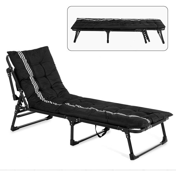 mecor Folding Camping Cot, Outdoor Folding Bed with Mattress, Portable Chaise lounges for Indoor Office Balcony Patio Garden Beach Outdoor with Pillow and Mattress