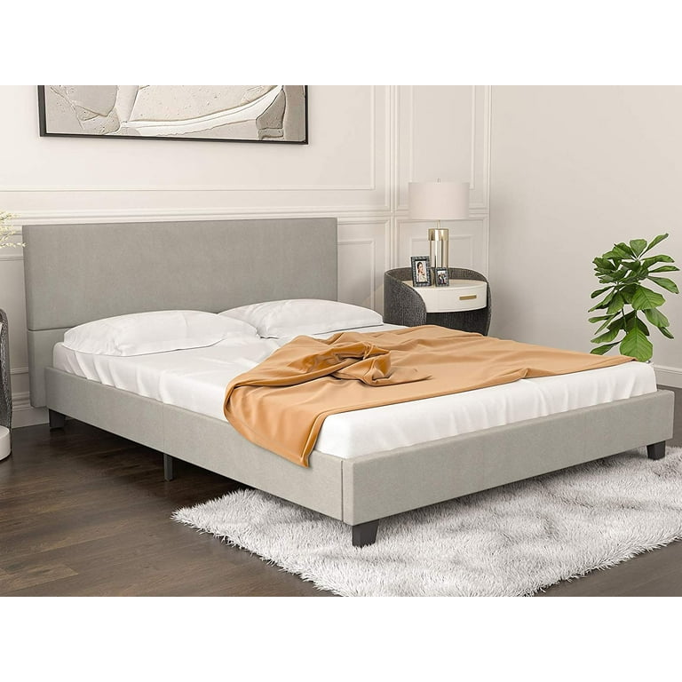 Mecor upholstered linen platform hot sale bed