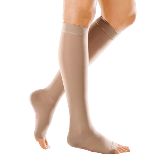 medi Forte 30-40 mmHg Calf High Open Toe Compression Stockings, Beige, VII, Petite