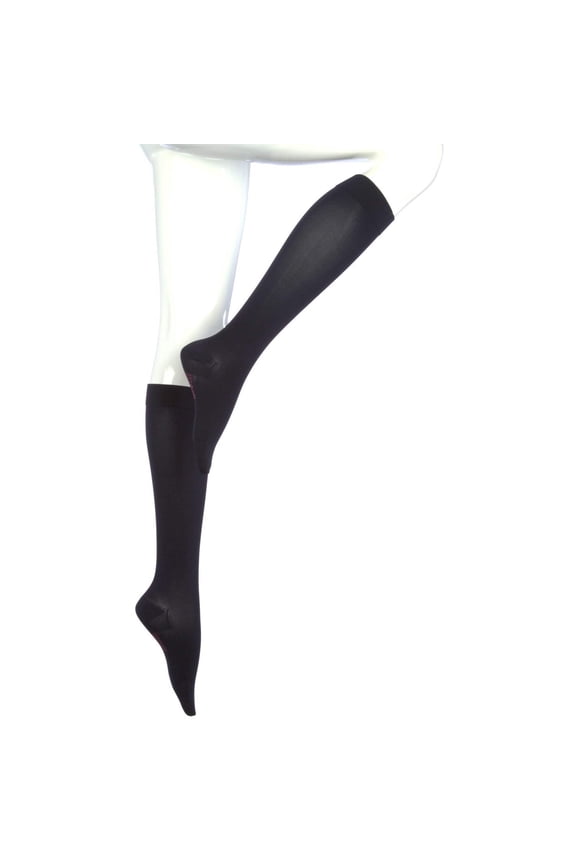 assure for Men & Women, 15-20 mmHg Calf High Closed Toe Compression Stockings, Black, Medium-Standard